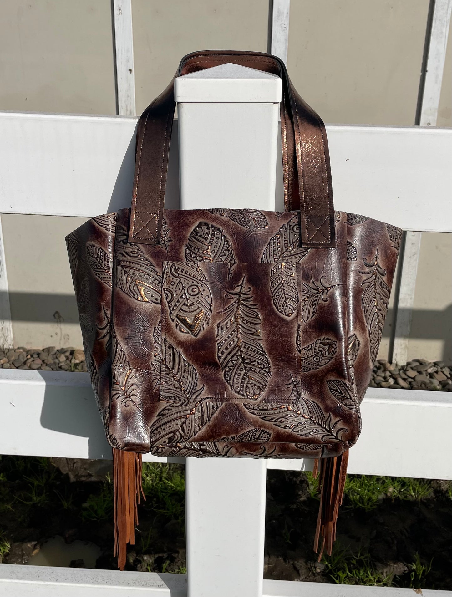 Metallic Brindle & Feathers Soft SidedTote